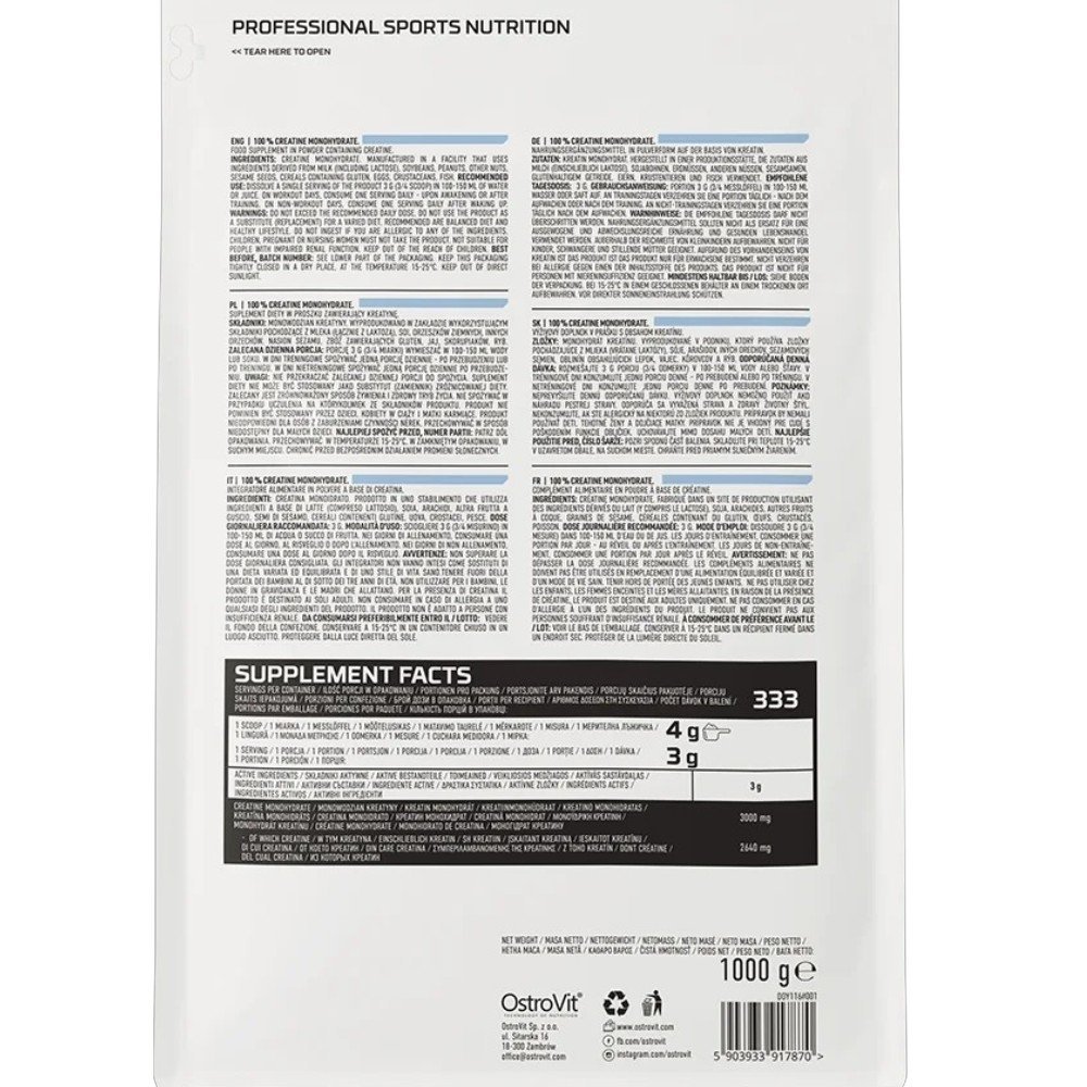 100% Creatine Monohydrate 1kg
