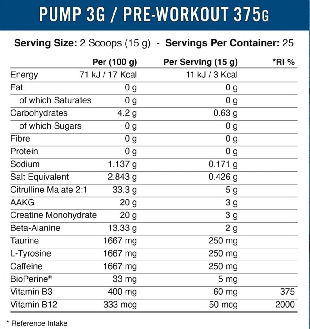 Pump pre workout 375g